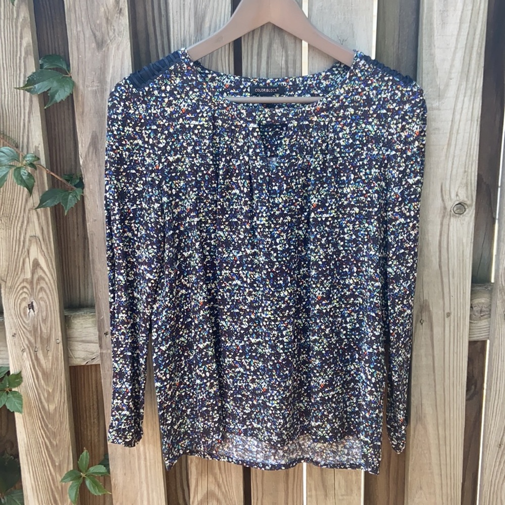 Colorblock Long sleeve blouse size 10  like new condition
